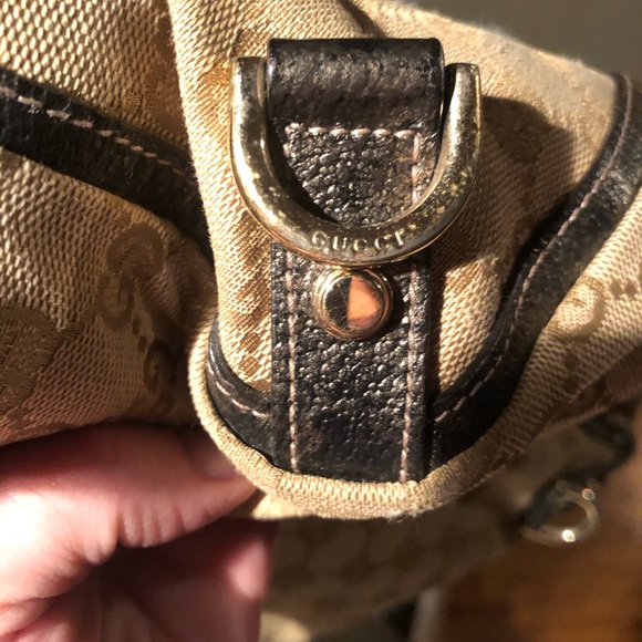 Authentic Gucci Shoulder bag/tote.  Rich beige tones with bronze tone trim.  EUC - Picture 16 of 16